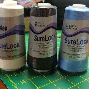 NWT sewing 3 pack SureLock overclock machine thread! Black, blue& white